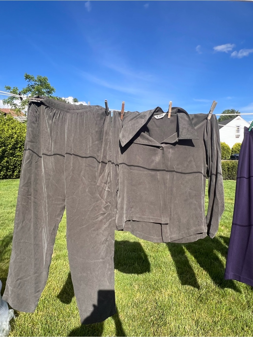 Vtg. Moray California Pant Suit Two-Piece in Charcoal top XL & pants L